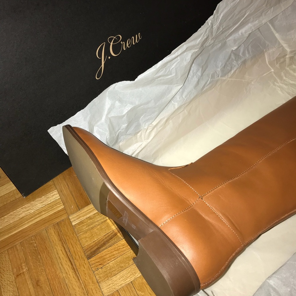 🎈NEW🎈J.Crew Tan Leather Knee High Riding Boots - Picture 4 of 6